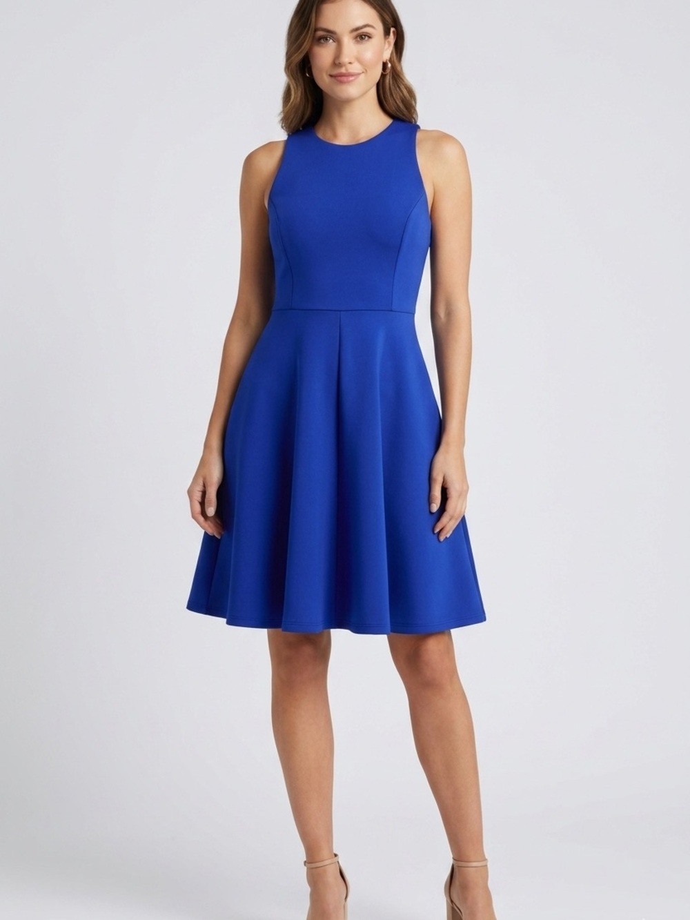 Milly Sapphire Blue Sleeveless Fit & Flare Scuba Skater Dress Size 4
